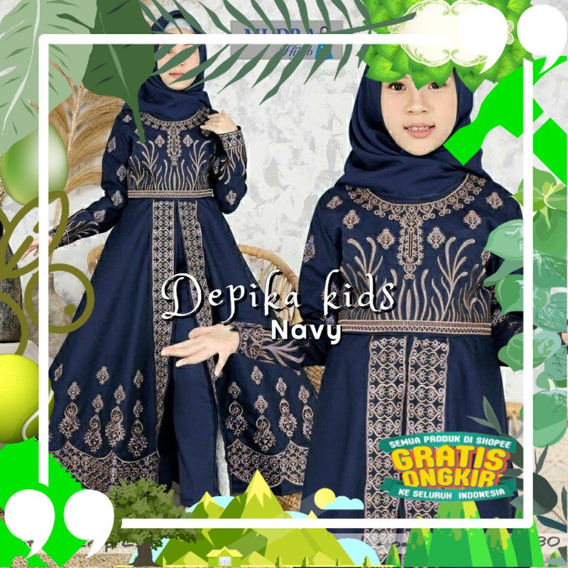Baju Muslim Anak Perempuan tanggung 8-10 th kekinian Terbaru2021 Set Tunik panjang Anak bordir Pesta/ edisi lebaran2023