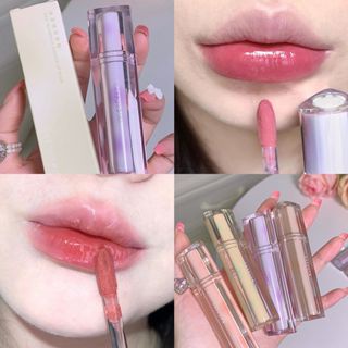 Cappuvini Lip Glaze Bubbly Bear Lip Glaze Iced Tea Mirror Surface Lip Gloss Smooth High Pigment Luminous jelly Lip Cream