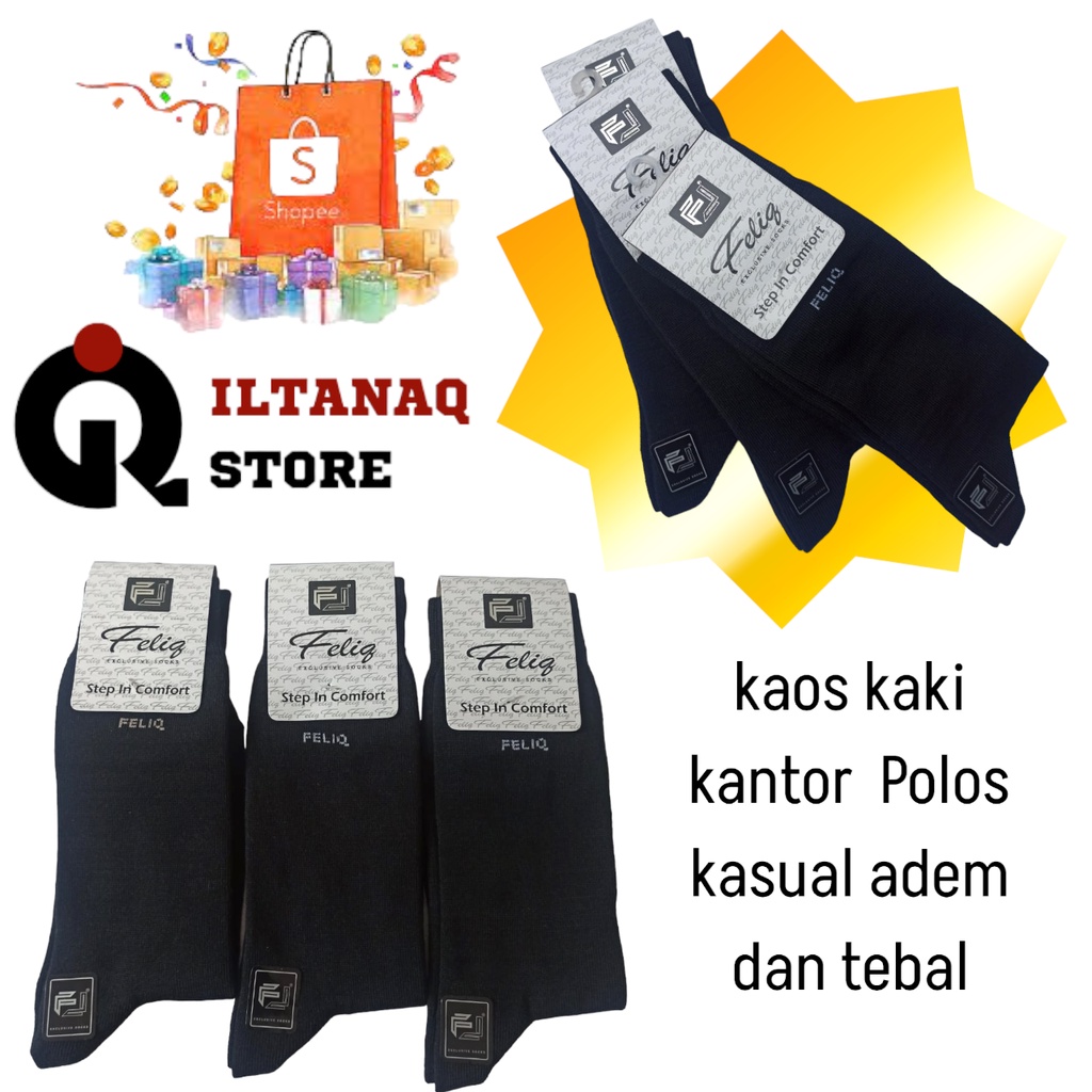 Iltanaqstore Casual, Kaos Kaki Motif Pria Dewasa, Panjang Sebetis, Warna Hitam, Coklat ,Navy dan Abu Komplit Kemasan
