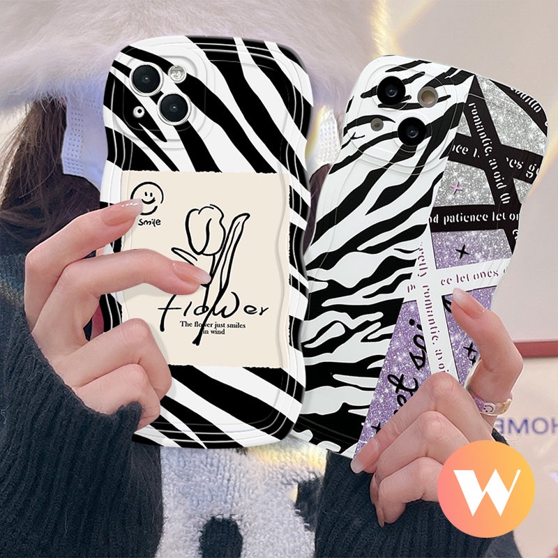 Redmi 10C A1 10 9A 9T 9C A1+9 10A Mi 11T Pro Redmi Note10 11 11Pro 9s 8 10s 11s 9 10Pro Max POCO X3 NFC Pro M3 Smile Splicing Motif Zebra Bunga Soft Tpu Wavy Edge Case