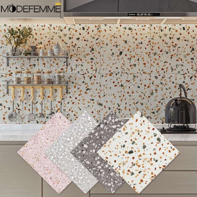 Background Art DIY Dekorasi Perekat Diri Terrazzo Wallpaper Tahan Air Antifouling Stiker Dinding Removable Traceless Wastafel Top Decals Untuk Dapur Kamar Mandi Hall