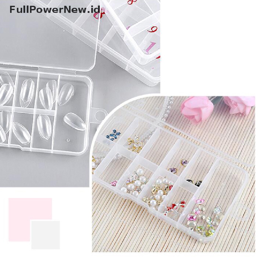 Power10/11grids Nail Art Rhinestones Permata Aksesoris Wadah Kosong Tempat Penyimpanan Case Box ID