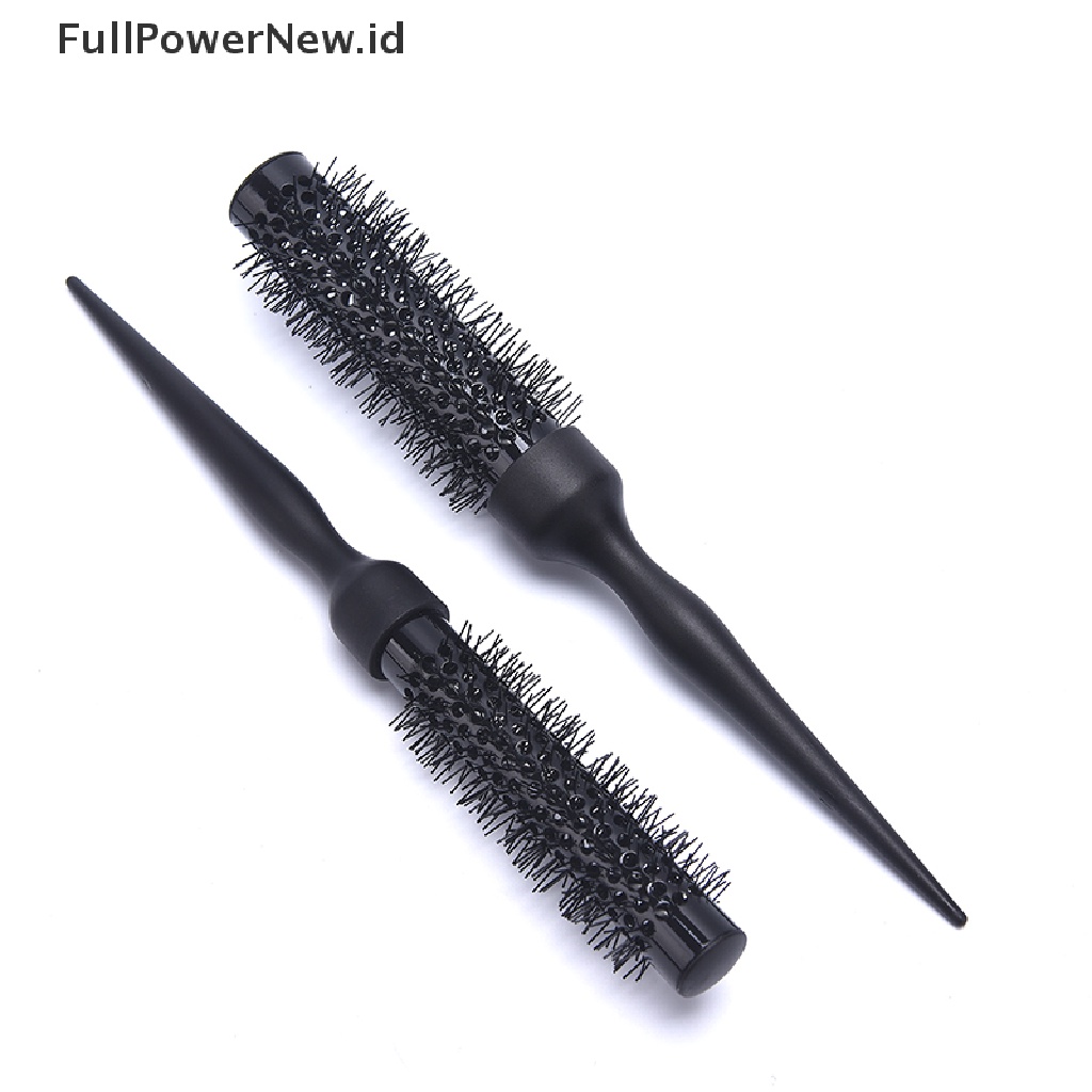 Power Sikat Rambut Roll Bulat Keriting Hitam Nylon Sisir Profesional Salon Barber Hairbrush ID