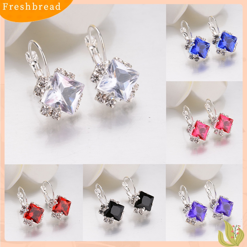 {In Stock} Fashion Wanita Berlian Imitasi Mengkilap Leverback Anting Pernikahan Pertunangan Perhiasan