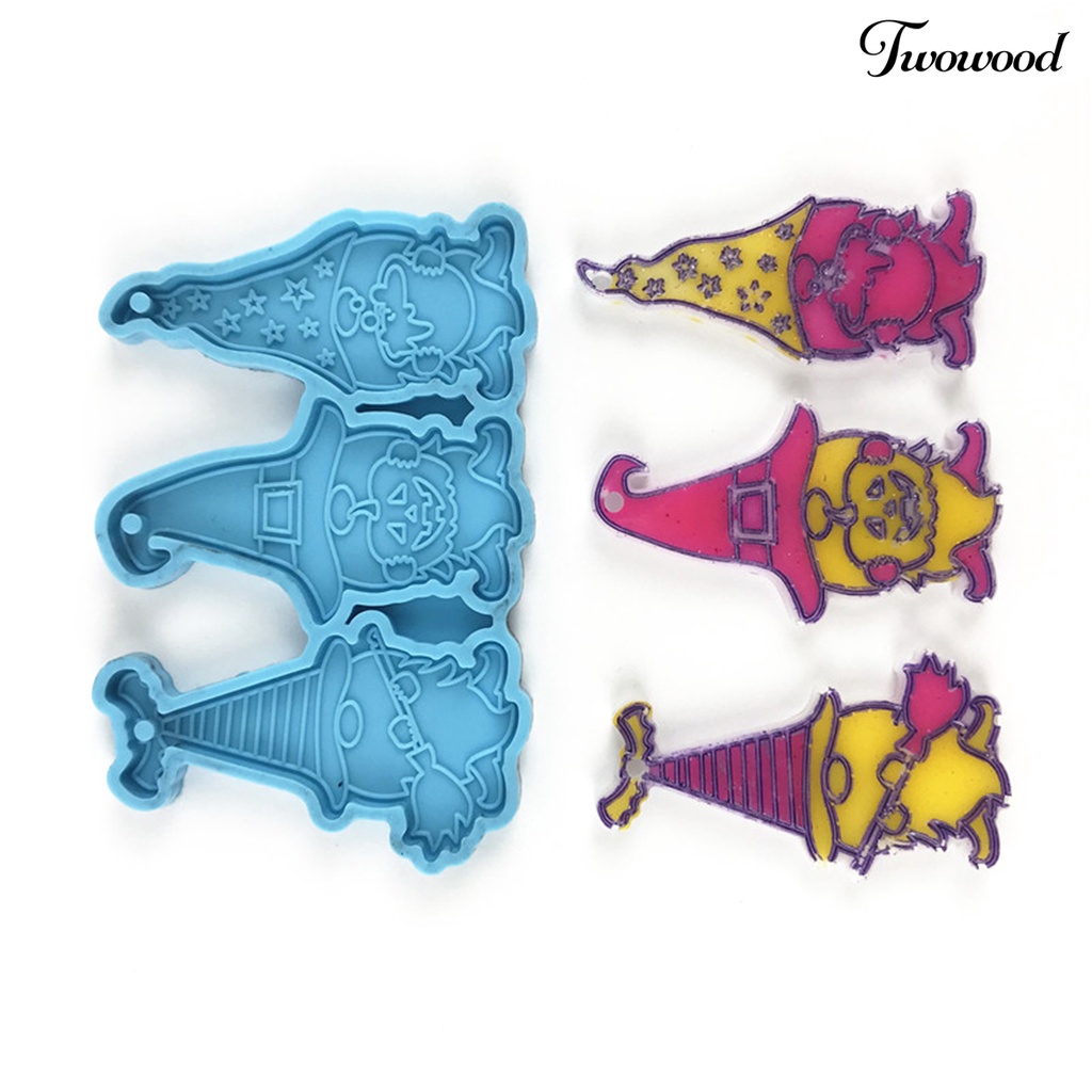 Twowood 1set Gantungan Kunci Cetakan Anti Lengket Dapat Digunakan Kembali DIY Silikon Paskah Gnome Liontin Kerajinan Tangan Membuat Cetakan Untuk Hadiah