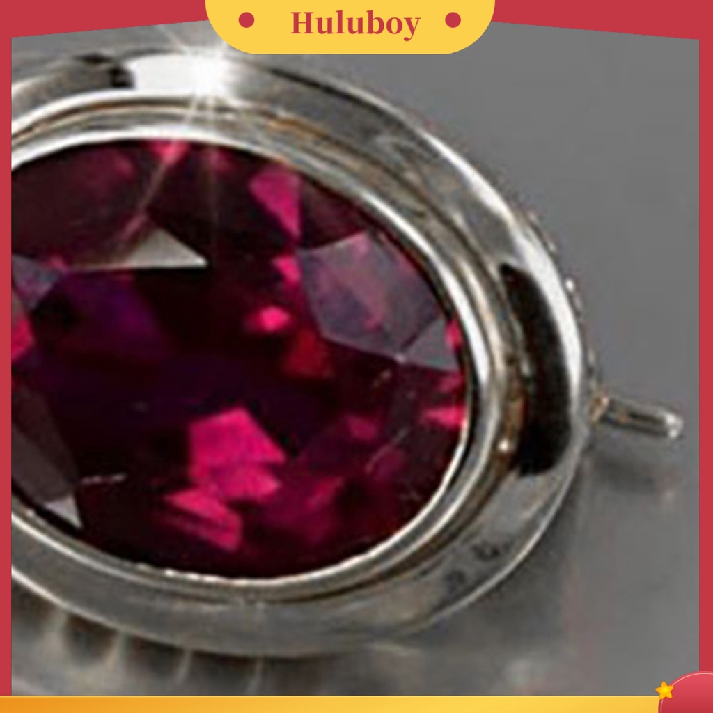 {Ready Stock} 1pasang Merah Berlian Imitasi Wanita Anting Oval Alloy Berongga Shiny Klip Anting Perhiasan Pernikahan