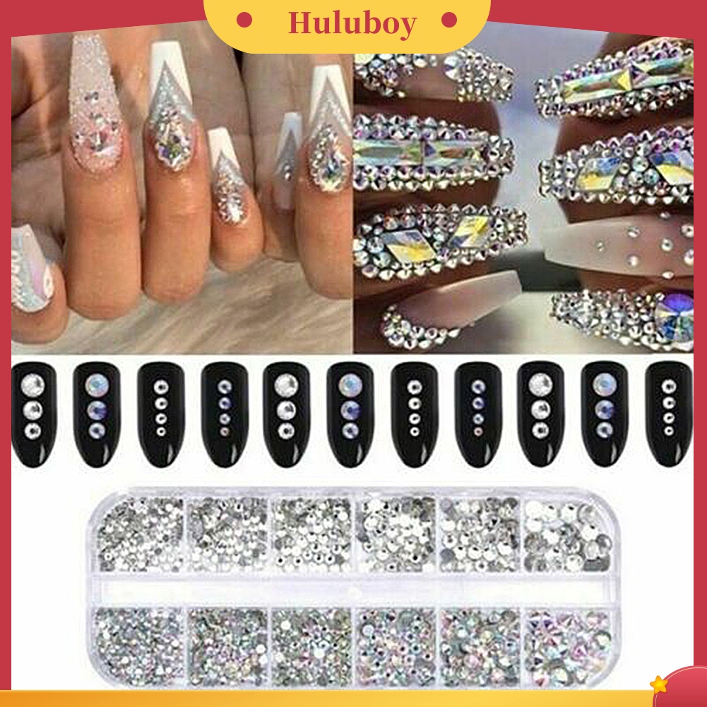 {In Stock} 12kisi Glitter Transparan Flat Berlian Imitasi Campuran Shiny Jewelry Manicure Decor