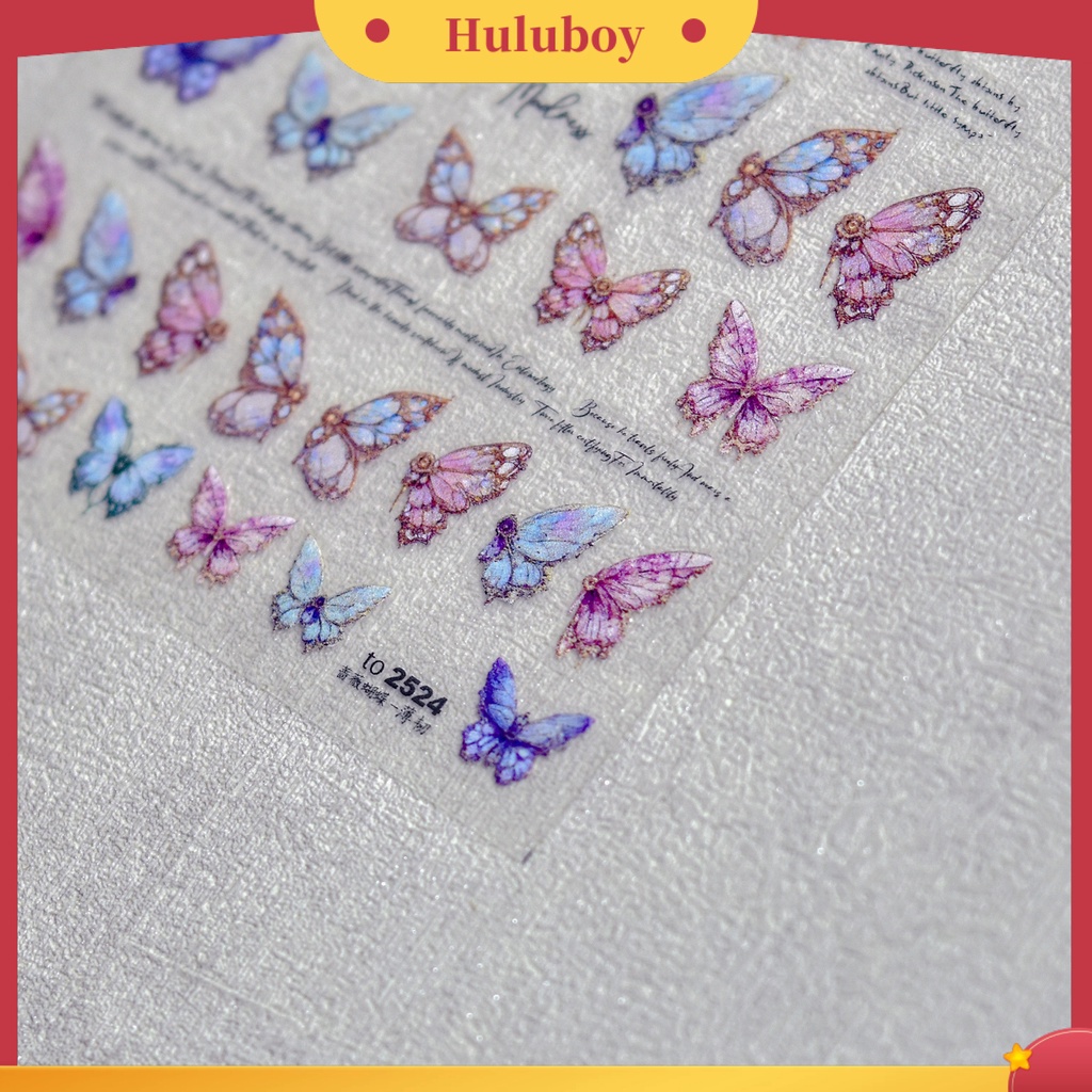 {In Stock} 1lembar Stiker Kuku DIY 5D Butterfly Nails Art Manicure Stickers Untuk Salon Kuku