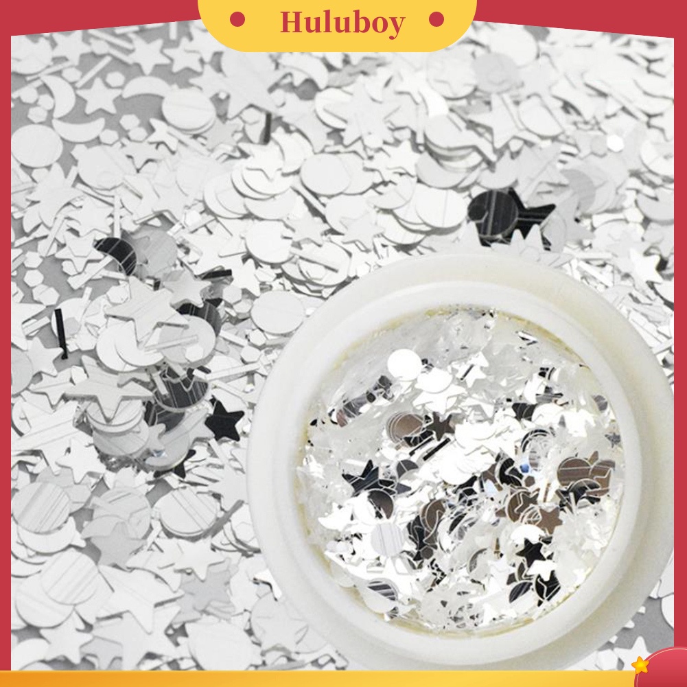 {In Stock} Manikur Hati Bintang Bulan Berujung Lima Payet Glitter Campuran DIY Nail Art Decor