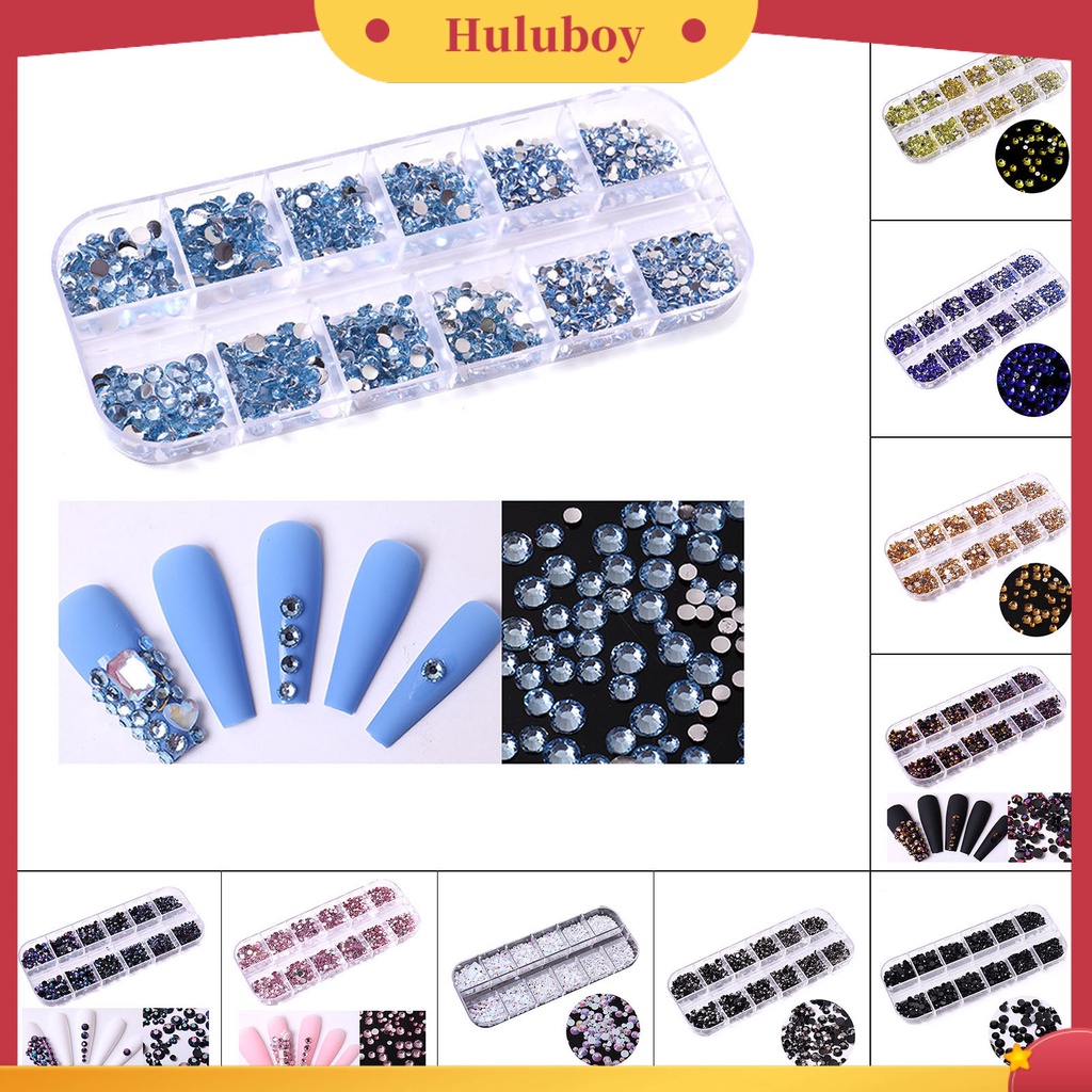 {In Stock} 1kotak Hiasan Kuku Warna Hidup Efek Visual 3D Berkilau Mix Ukuran Aplikasi Lebar Hias Akrilik 12kisi Hiasan Kuku Mempesona Kerajinan Tangan DIY Untuk Salon Kuku