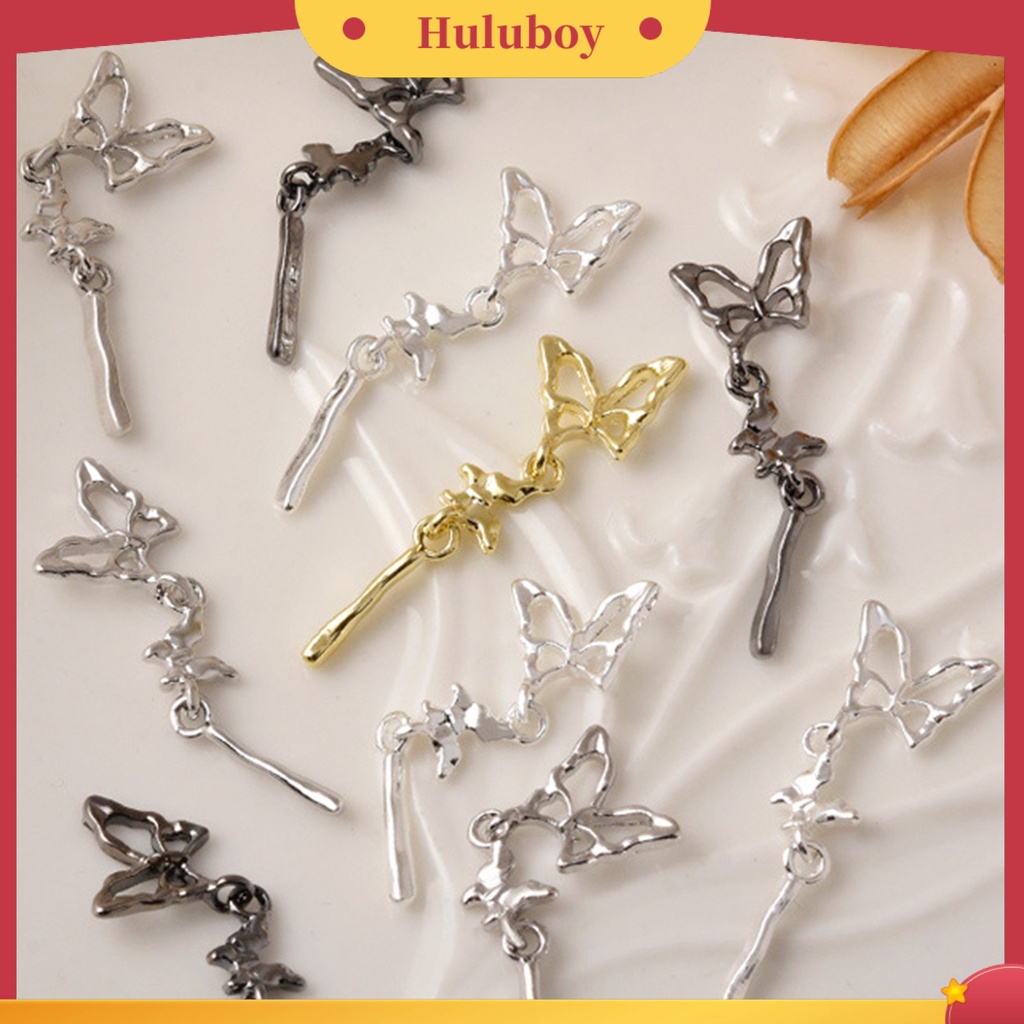 {In Stock} 10Pcs Nail Art Pendant Tiga Dimensi Ins Style Gloss DIY Tahan Karat Mid-length 3-bagian Kupu-Kupu Liontin Dekorasi Kuku Perlengkapan Kuku