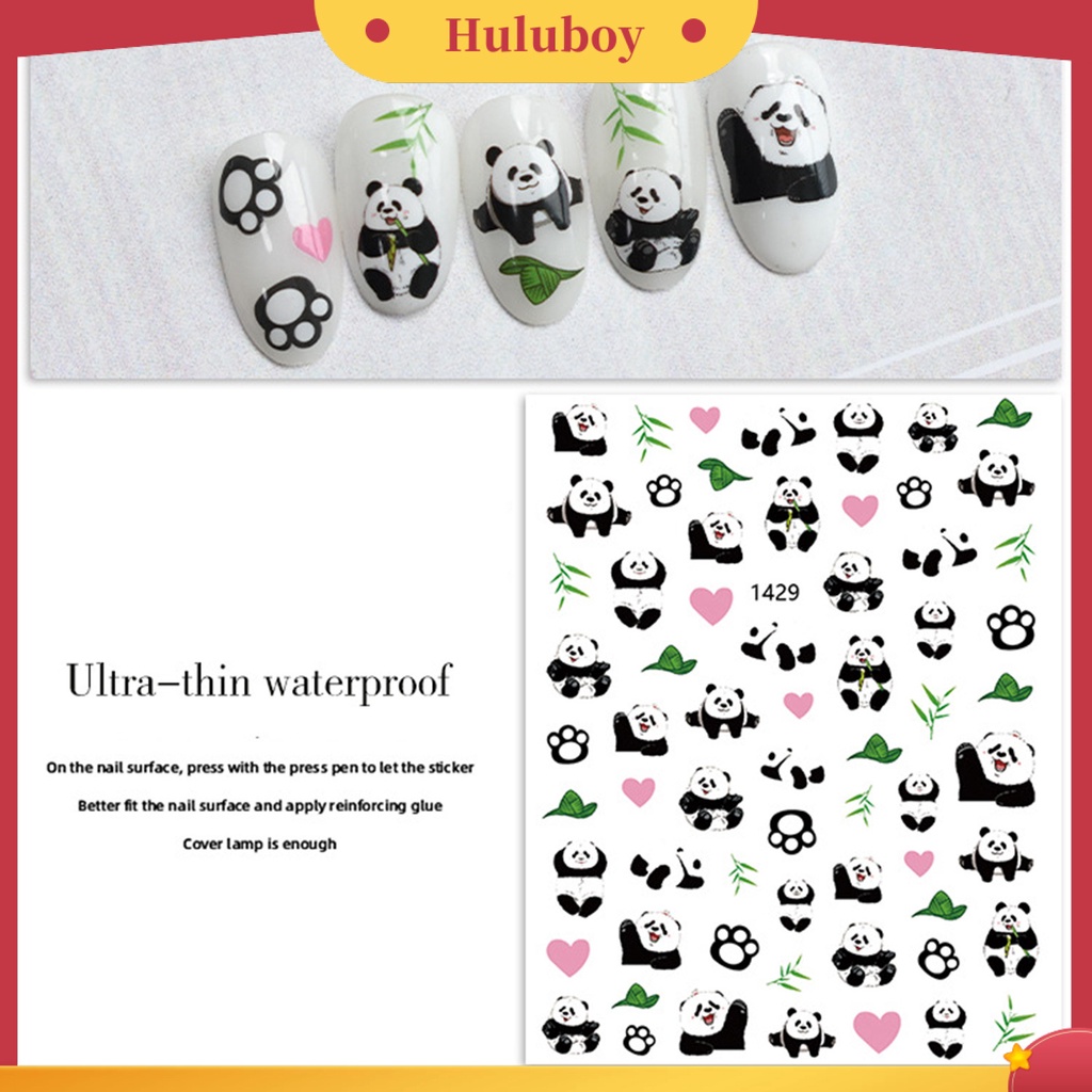 {In Stock} Desain Daun Panda Lucu Stiker Kuku Tempel Dekoratif Mudah Perekat DIY Kertas Nail Art Stiker Perlengkapan Kuku