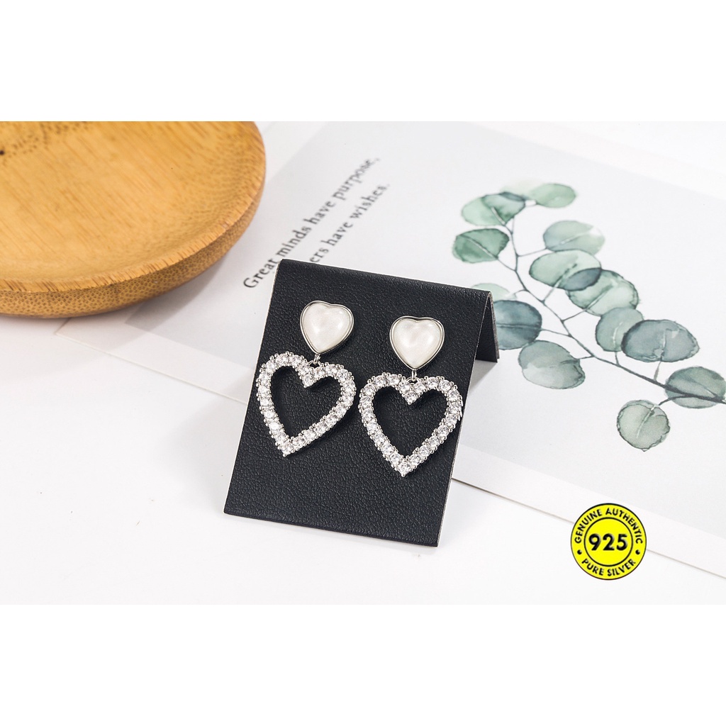 Fritillary Anting Hati Besar Musim Panas Anting Zircon Untuk Wanita U1217