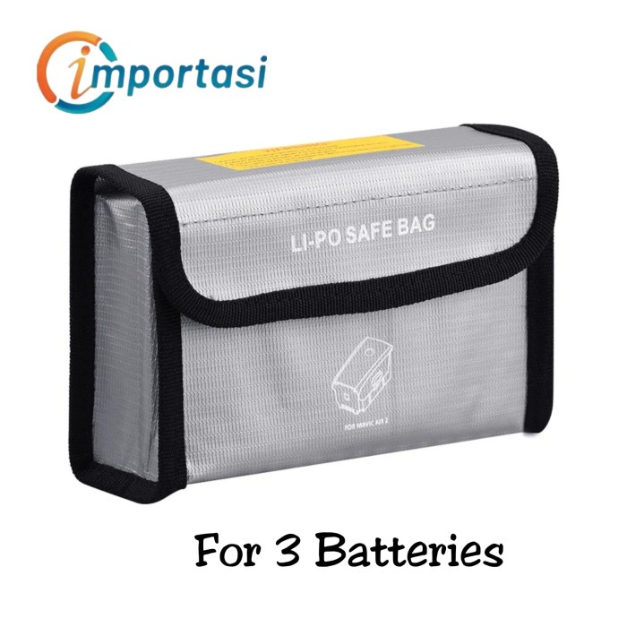 LiPo Battery Safe Bag DJI Mavic Air 2 &amp; 2S Explosion-proof Tas Baterai - 3 Batteries Bag