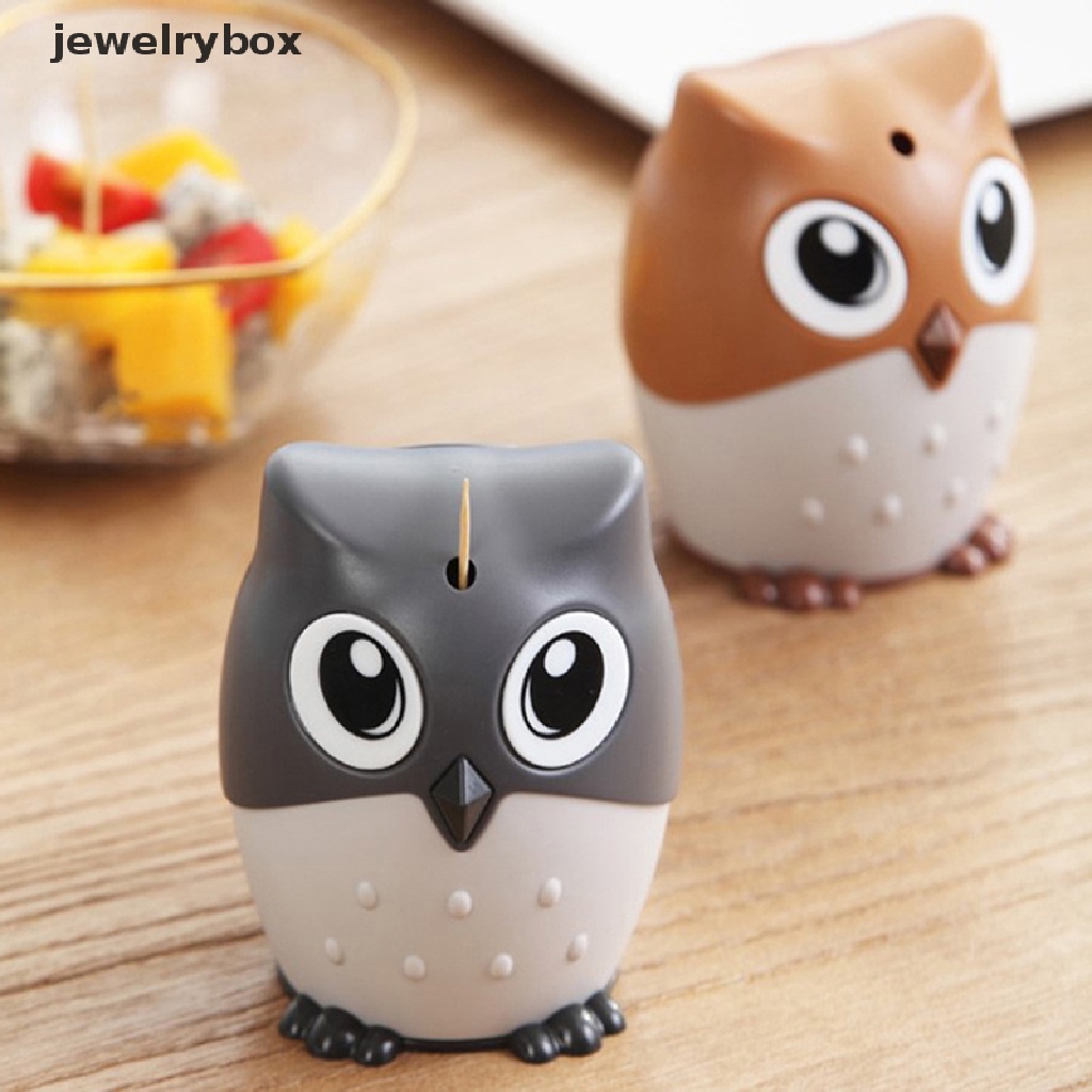 [jewelrybox] Tempat Tusuk Gigi Kartun Burung Hantu Desktop Wadah Dispenser Tusuk Gigi Otomatis Butik