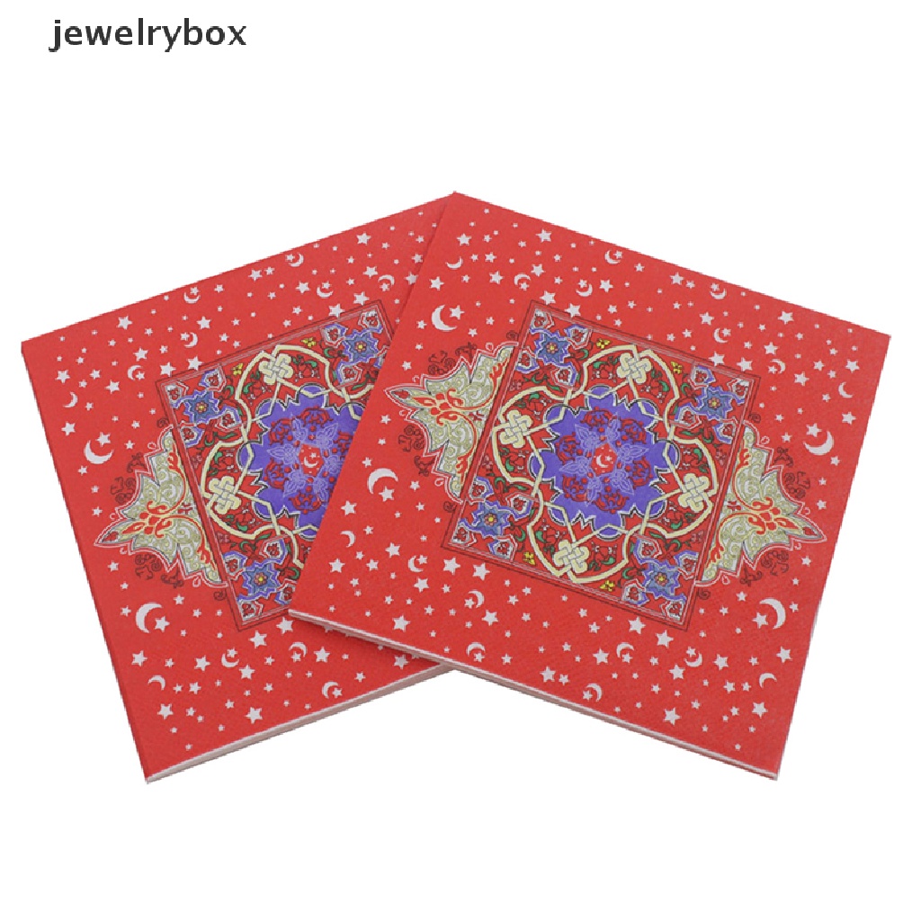 [jewelrybox] 20pcs/pack Dekorasi Ramadhan Eid Mubarak Printed Holiday Napkin Tisu Wajah Butik