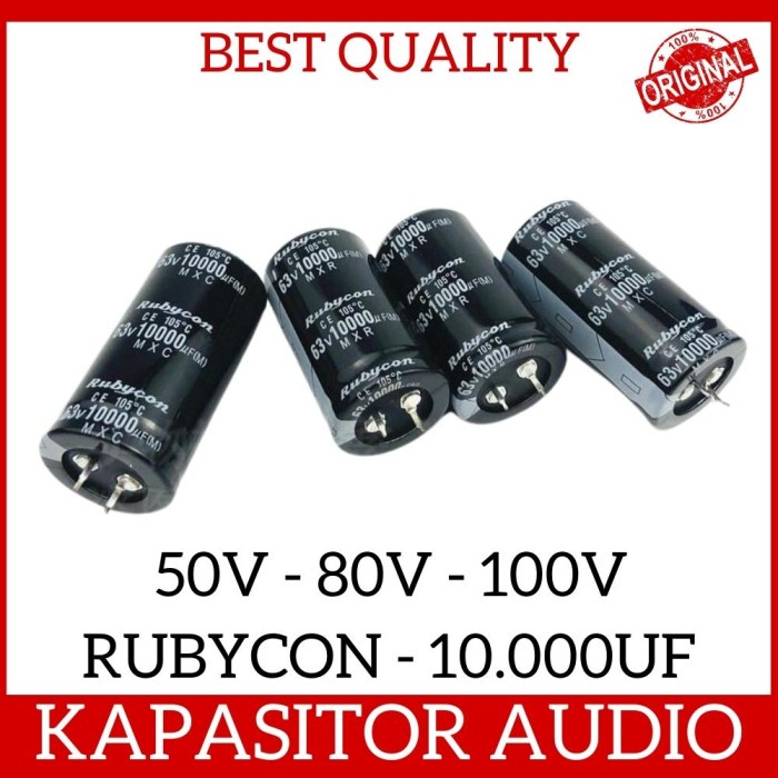 RUBYCON Elko Kaki Paku Kapasitor Elco Capacitor 10000uF 50 80 100 Volt