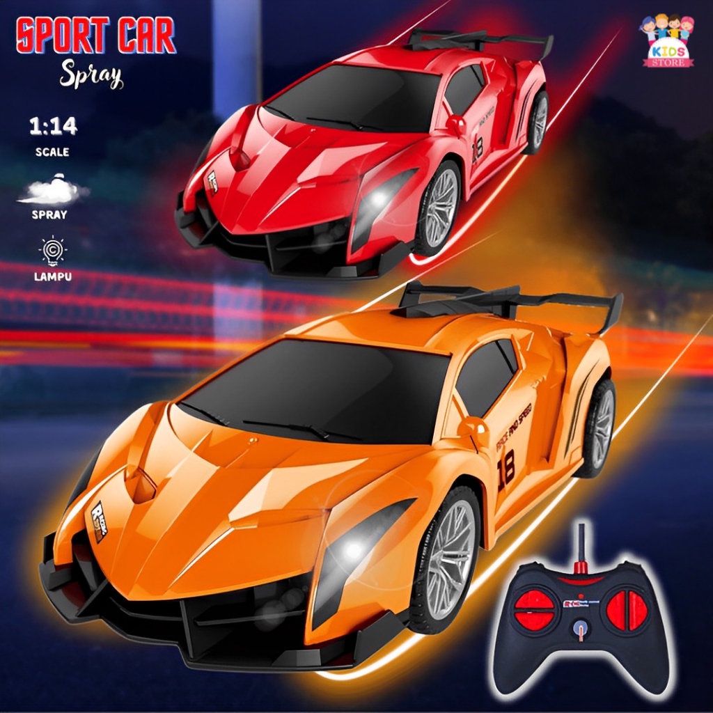 RC Sport Car 1:14 Mengeluarkan Asap | Mainan Anak Laki Laki Mobil Mobilan Remote Control Kado Ultah Anak