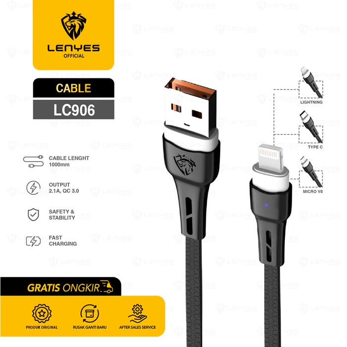 Kabel Data Charge LENYES LC906 Fast Charging 2.1A 100% Original - MICRO (PUTIH) casan