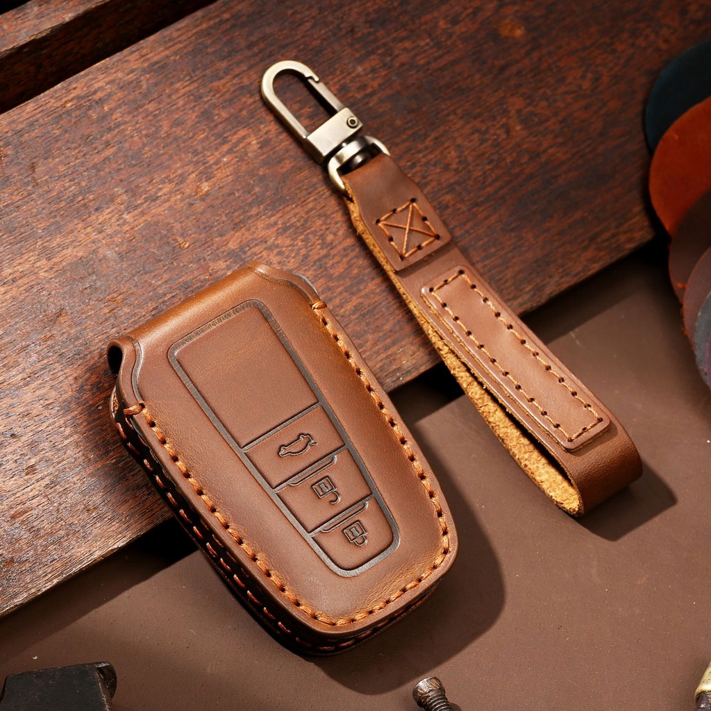 Crazy Horse Kulit Case Kunci Mobil Fob Cover Untuk Toyota Camry RAV4 Highlander Avalon C-HR Prius Corolla GT86 Aksesoris Mobil