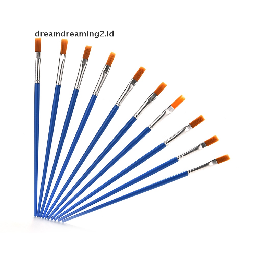 (hot) 10pcs/set Kuas Cat Set New Nylon Blue Brush Kid Watercolor Drawing Paing//