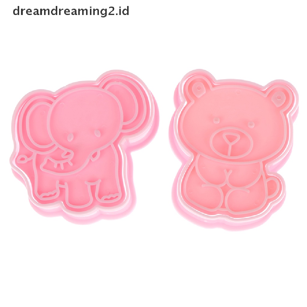 (hot) 4pcs/set Kartun Gajah Singa Hippo Bear Hewan Cookie Cutter Biskuit Baking Buah Dapur Kue Cetakan Alat Embos Pring Fondant Kue Pastry Mold//