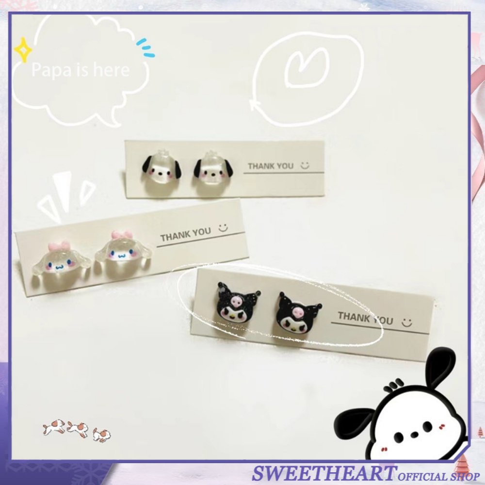Sanrio Jepang Lucu Kulomi Anting-Anting Kecil Indah Kartun Kepribadian Girlish Hadiah Pacar Anting Perhiasan Hati Manis