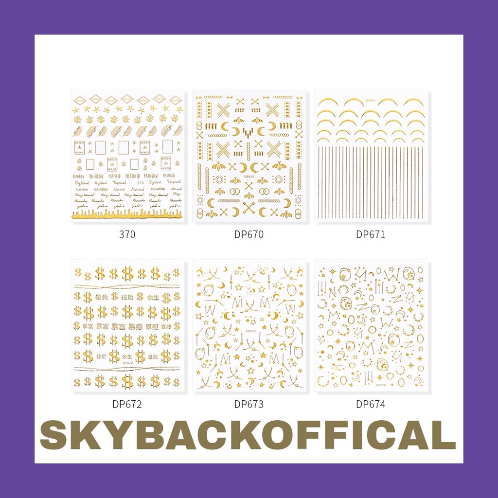 Moon Sun 3D Stiker Bee Nail art/Stiker Kuku Bulan Bintang Nail Art Stiker Water Decal