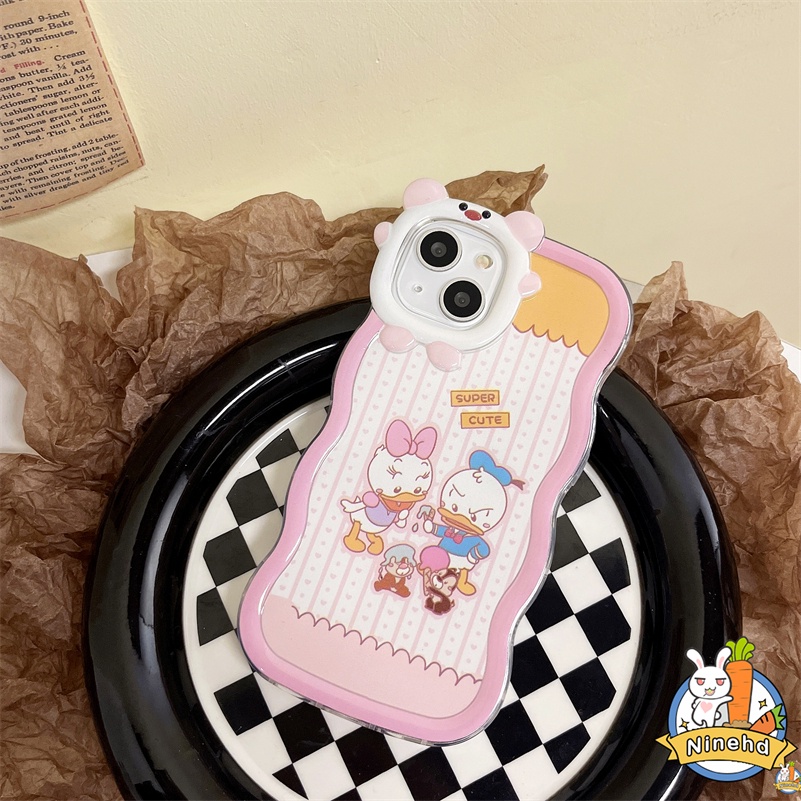 IPHONE Casing Kompatibel Untuk Iphone14 13 12 11 Pro Max X Xr Xs Max7 8 6 6s Plus SE Pasangan Kartun Bebek Casing Ponsel Lensa Monster Kecil Bening Soft Case Cover Shockproof Cover Pelindung