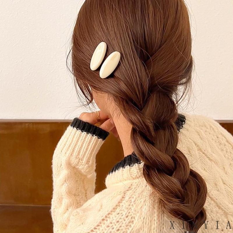 【COD】Gadis Manis Lucu Jepit Rambut Akrilik Klip Samping Oval Poni Samping Duckbill Hairpin