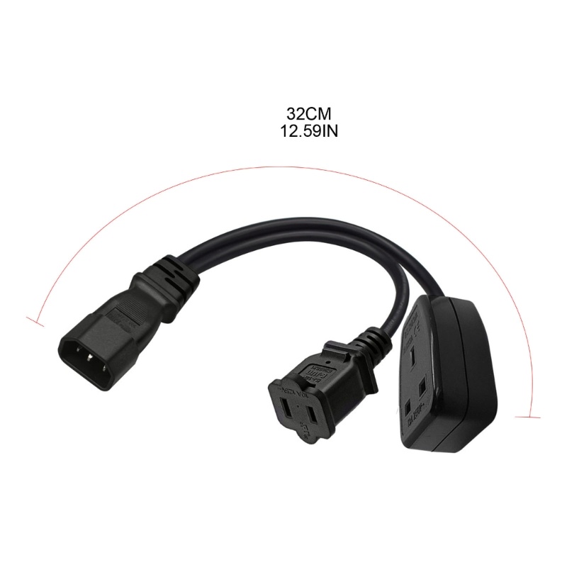 Zzz IEC320 C14 Male Plug Extension Kabel Listrik Ke 1-15R+UK13A Female Extender Line