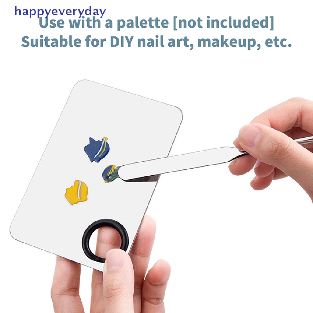 [happy] 1pc Kepala Ganda Stainless Steel Makeup Toner Spatula Nail Art Alat Pengaduk [ID]