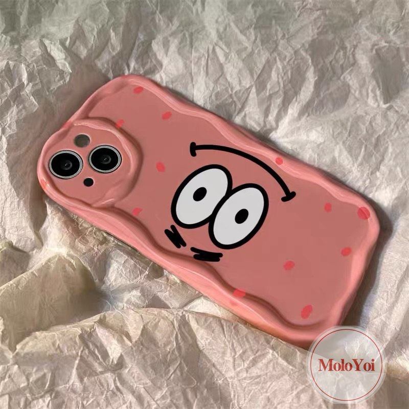 IPHONE Case Kompatibel Untuk Iphone11 14 13 12 Pro Max XR 6 6s 8 7 Plus X XS Max SE 2020 3D Wavy Curved Edge Glossy Lucu SpongeBob SquarePants Patrick Star Teman Baik Soft Cover