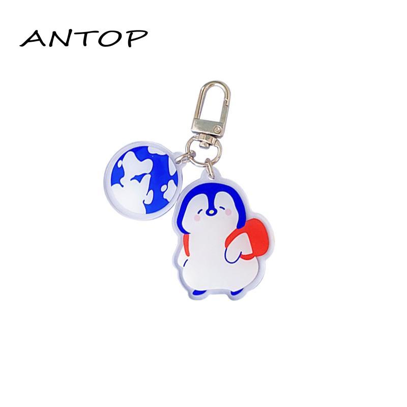 【antop】Gantungan Kunci Akrilik Seri Pinguin Kartun Lucu Liontin Tas Dua Sisi