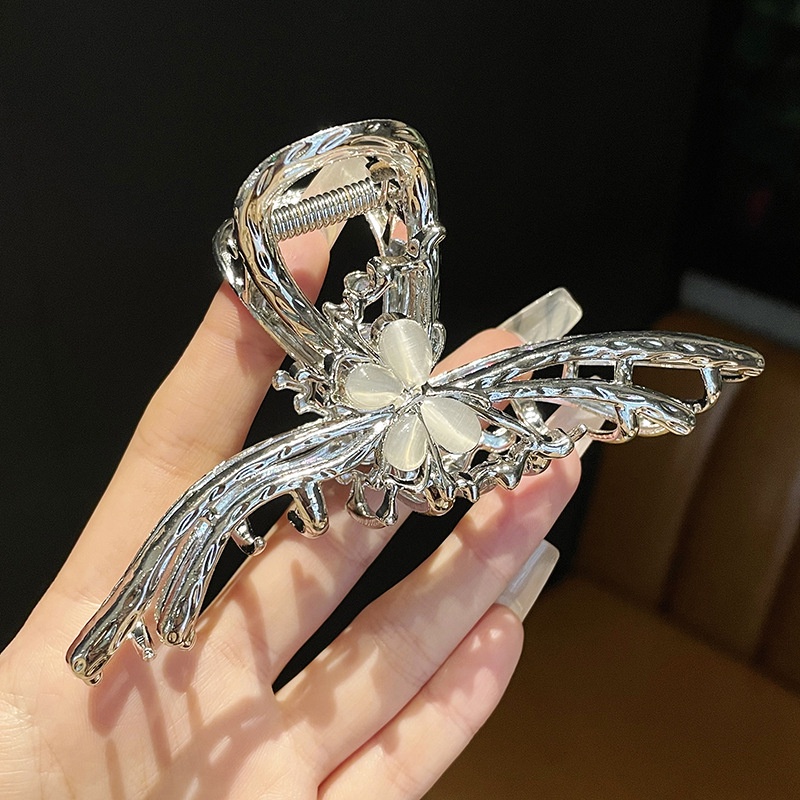 Jepit Rambut Batu Mata Kucing Kupu-Kupu 11cm Untuk Wanita Fashion Metal Hair Clip Aksesoris Rambut