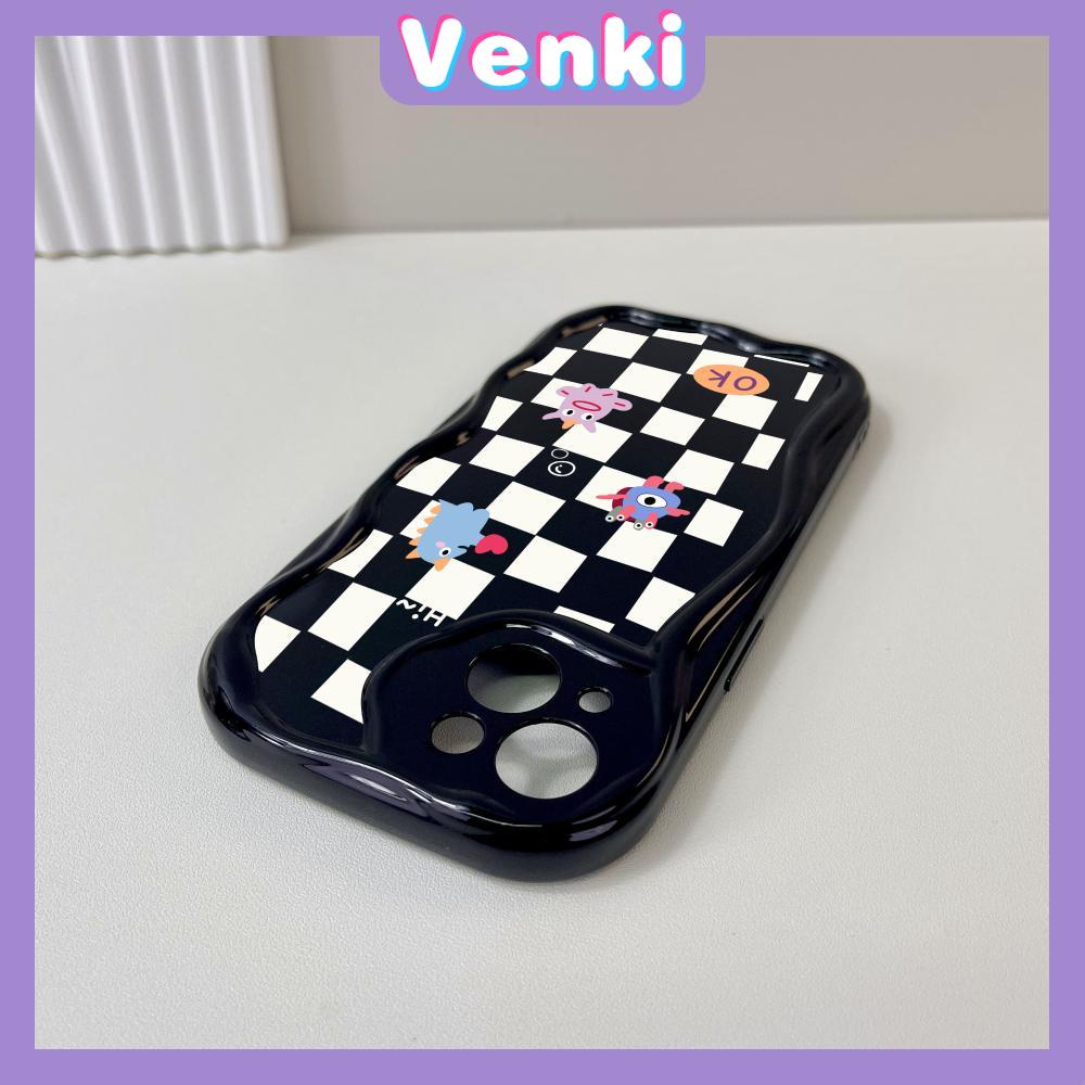 Case for iPhone 11 Pro Max TPU Soft Glossy Curved Wave Case Classic Checkerboard Camera Protection Shockproof For iPhone 14 13 12 11 Plus Pro Max 7 Plus X XR