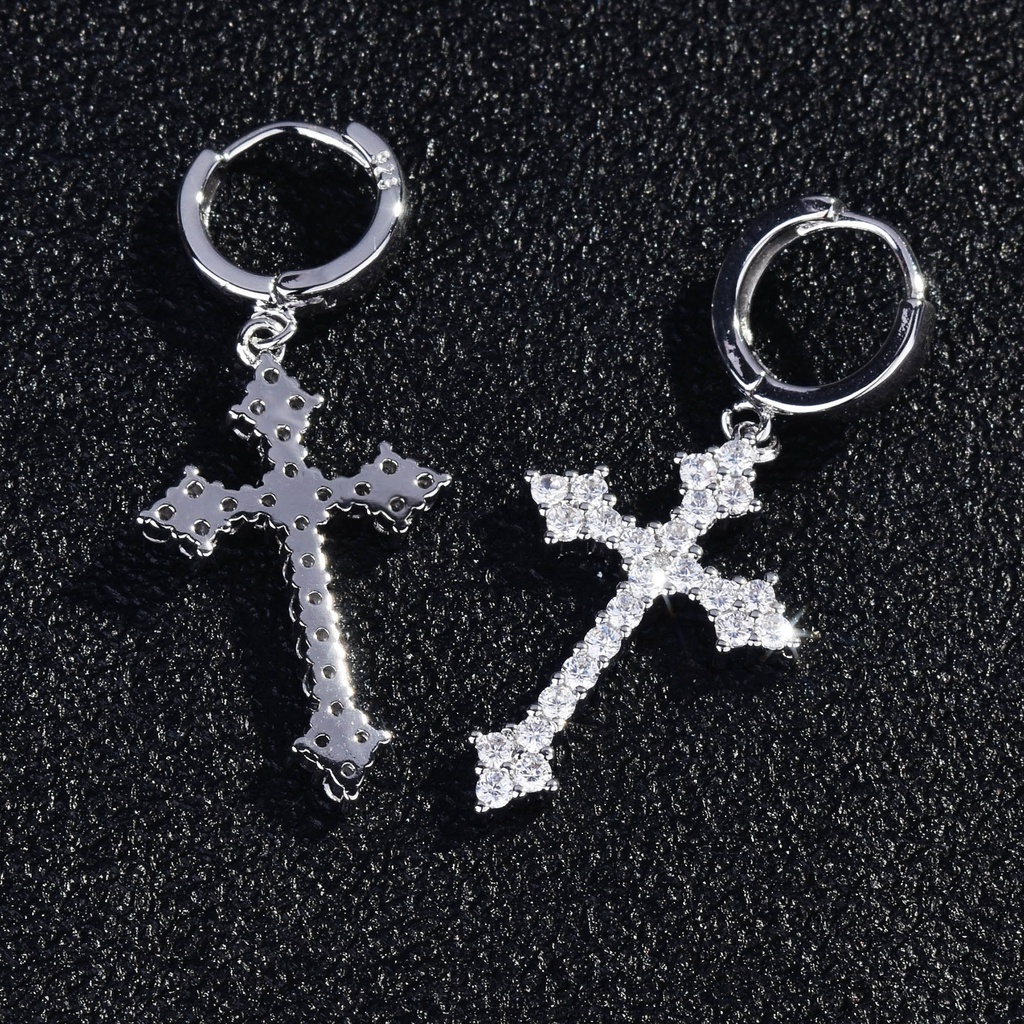 Gothic Retro Stylish Arrow Cross-shape Drop Moon Dragon Totem Earrings Untuk Wanita Pria Punk Hip-hop Tren Pukulan Telinga Gesper Mode Baru Mempesona Kristal Anting Perhiasan Aksesoris