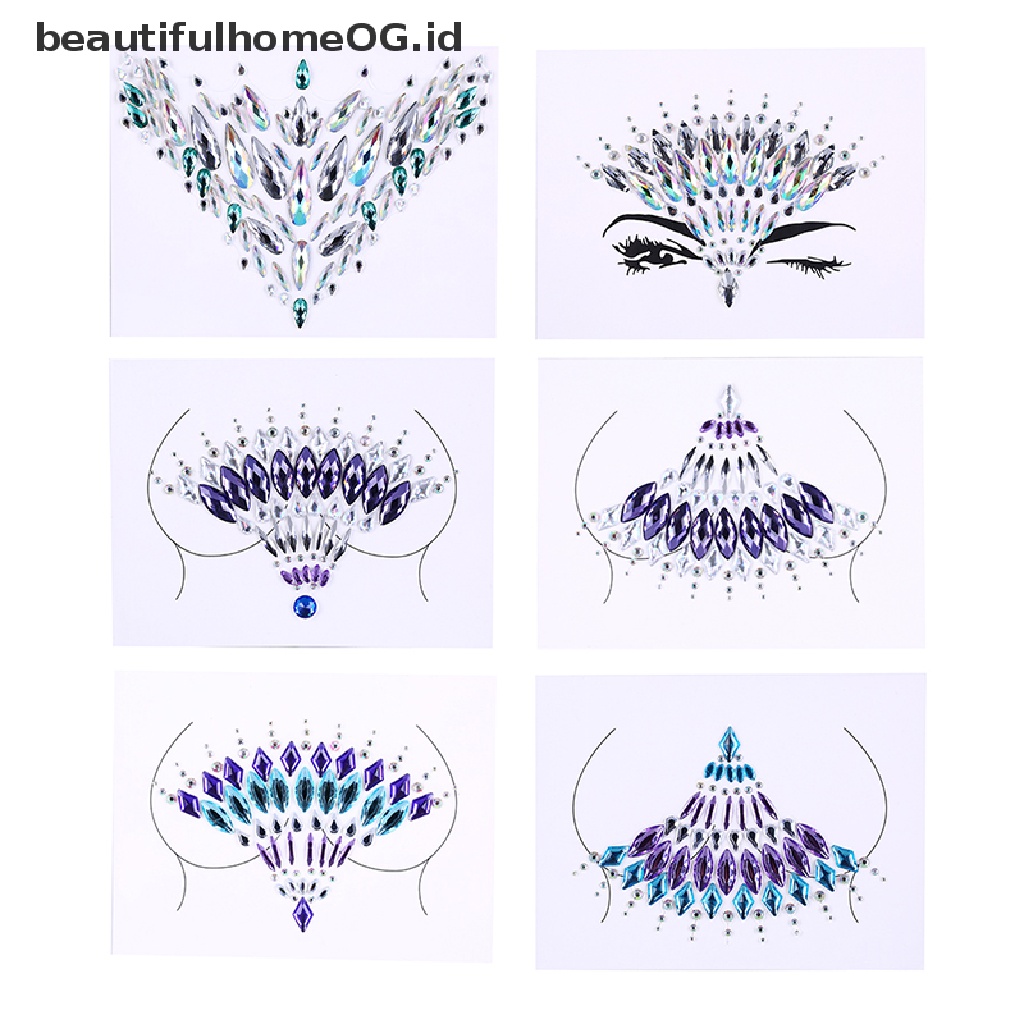 // Beauty// Nipple Stiker Wanita Bra Payudara Pasties Stiker Perekat Kristal Aksesori hot **