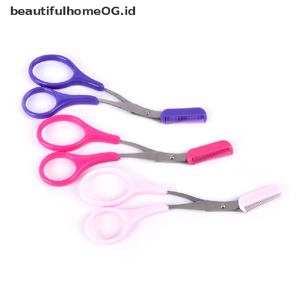 // Beauty// woman Brow trimmer scissors with comb grooming shaping shaver Penghilang Bulu **