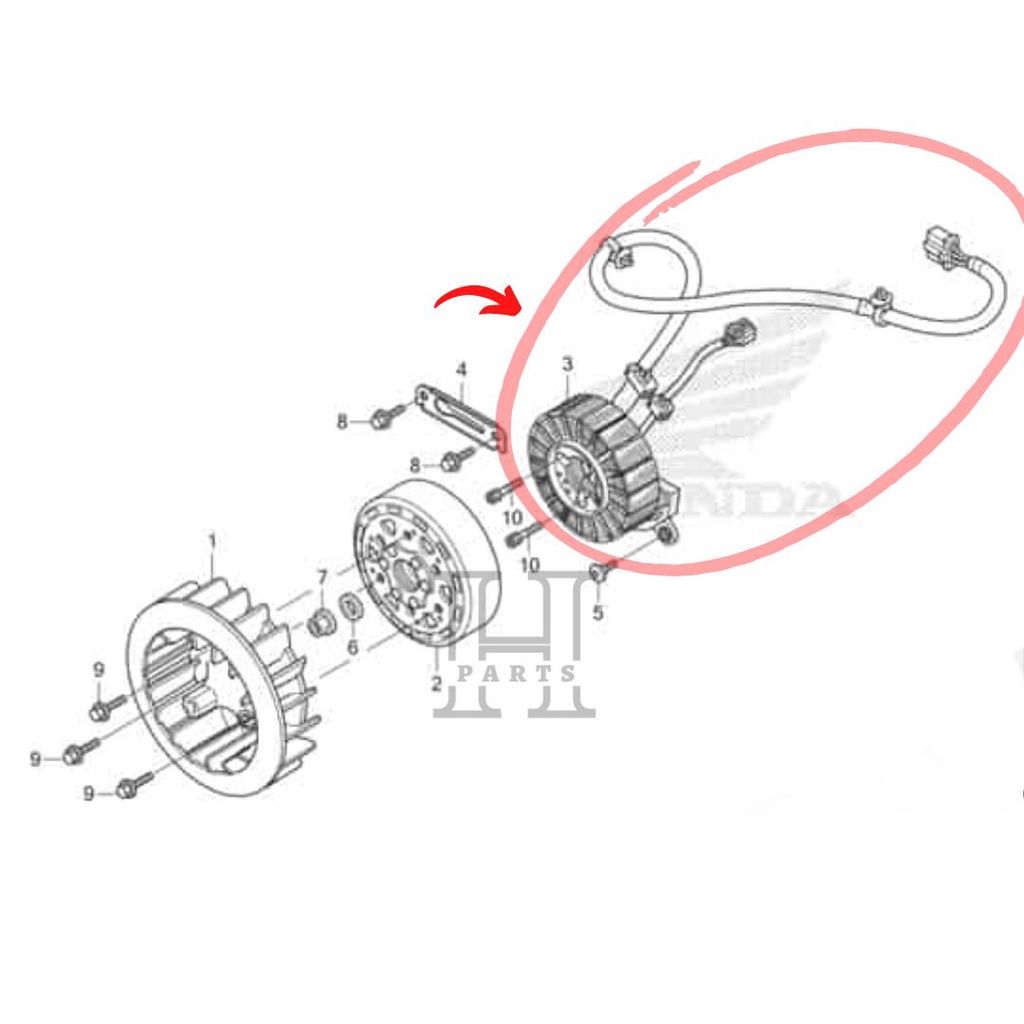 SEPUL SPUL MAGNET STARTER HALUS STATOR COMP SCOOPY ESP K93 31220-K93-N01 ASLI ORIGINAL AHM HGP HONDA