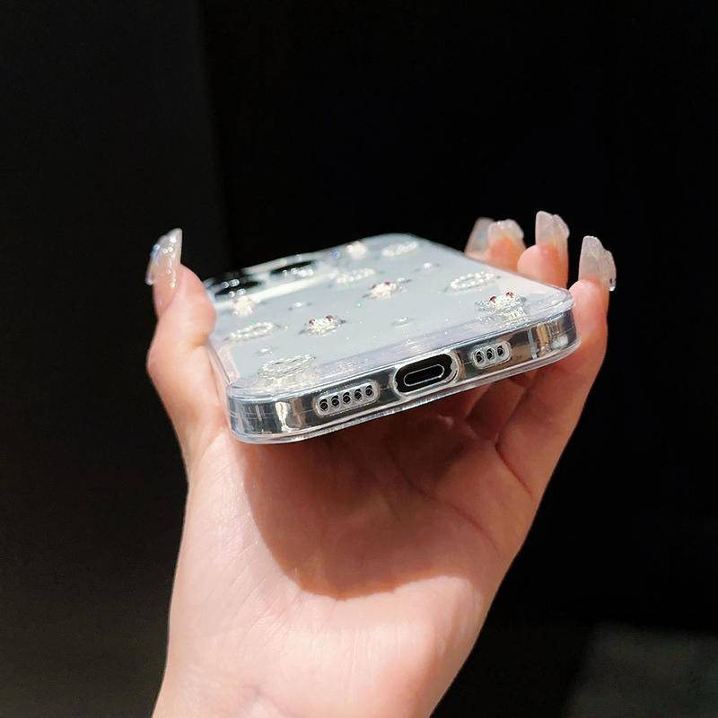 Casing Ponsel Epoxy Kartun Kelinci Untuk Iphone14 13 12 11 Pro MAX Plus Mutiara Mini Love Bening Silikon Soft Cover Untuk iPhone X XS MAX XR 7 8 Plus SE 2022 2020 14Plus 13Mini 12Mini