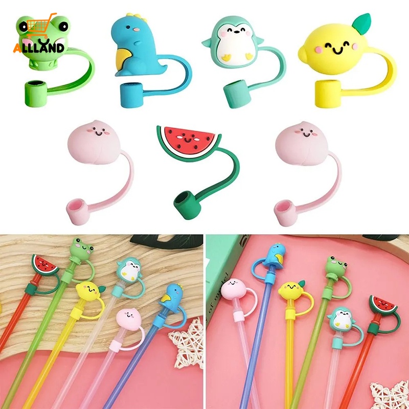 Lucu Kartun Hewan Bentuk Silikon Sedotan Debu Plug/Portabel Reusable Straws Mouth Sealing Cover/Pesta Minuman Pipa Tutup Hias