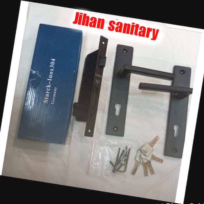Handel/gagang pintu 1 set body kunci hitam