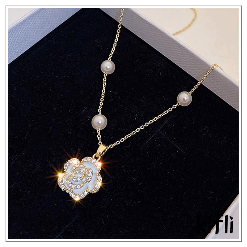 [KD] Mutiara Bunga Kalung Rantai Klavikula Aksesoris Wanita Desain Mewah Ringan Rasa High-end