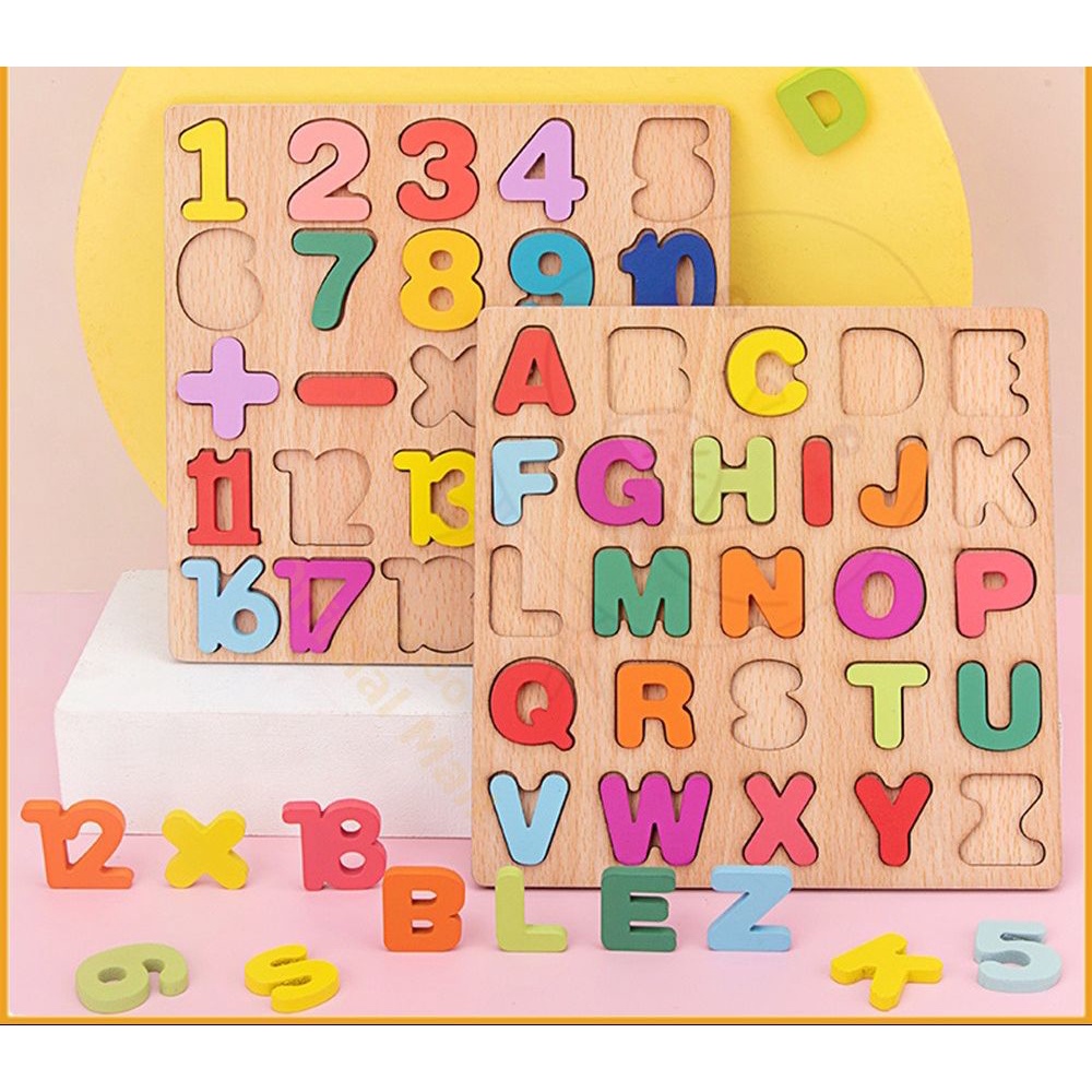 1234OS - Puzzle 3D Geometry Huruf Angka Bentuk / Mainan Edukasi Anak.
