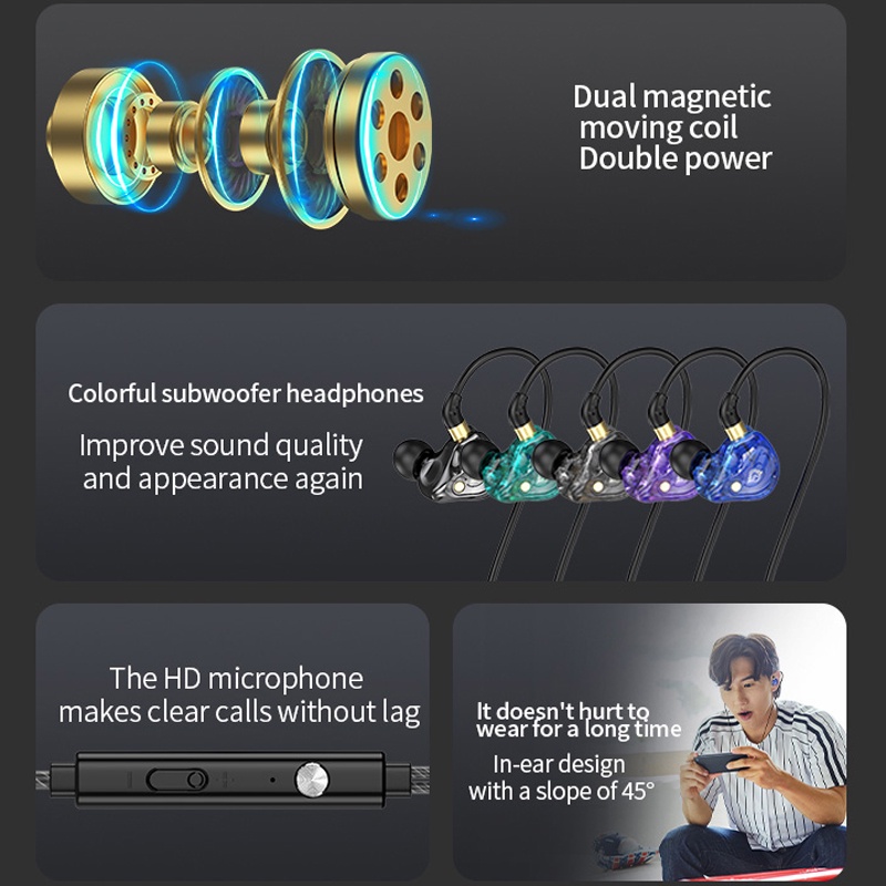 G19 Universal 3.5mm Dinamic Earphone Lari Olahraga In Ear Wired Headphone Subwoofer Music Headset Dengan Mikrofon