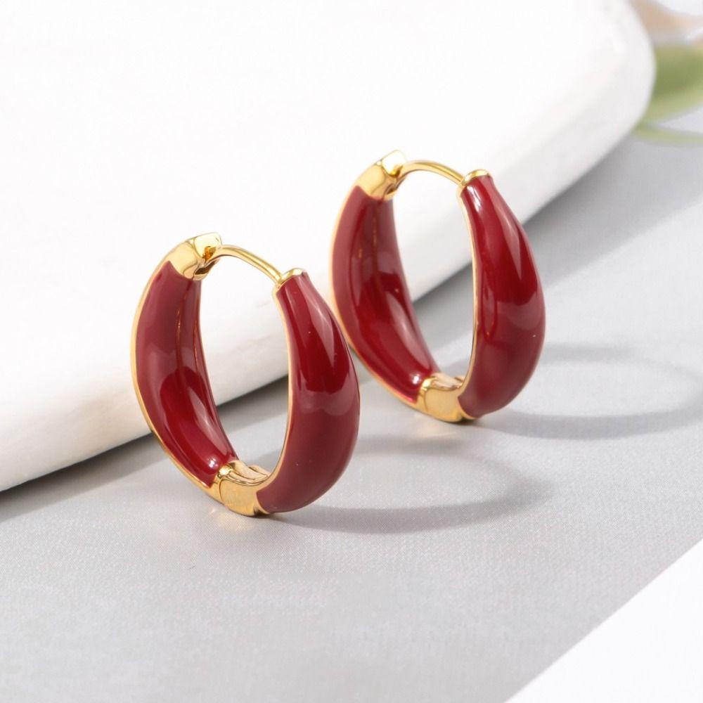 Mxbeauty Gaya Korea Hoop Earrings Hadiah Pesta Lingkaran Indah Paduan Sederhana Hoop Ear Buckle