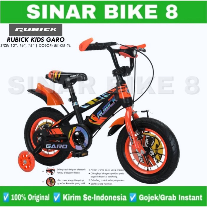 Sepeda Anak Laki BMX Rubick KIDS GARO Ukuran 12&quot; , 16&quot; &amp; 18 Inch Ada Lampu