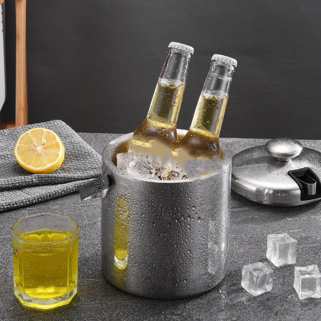 1 3 /3 0L Ice Bucket Chilling Double Wall Saringan Handle Beer Champagne Wadah Es Ember Pendingin Stainless Steel