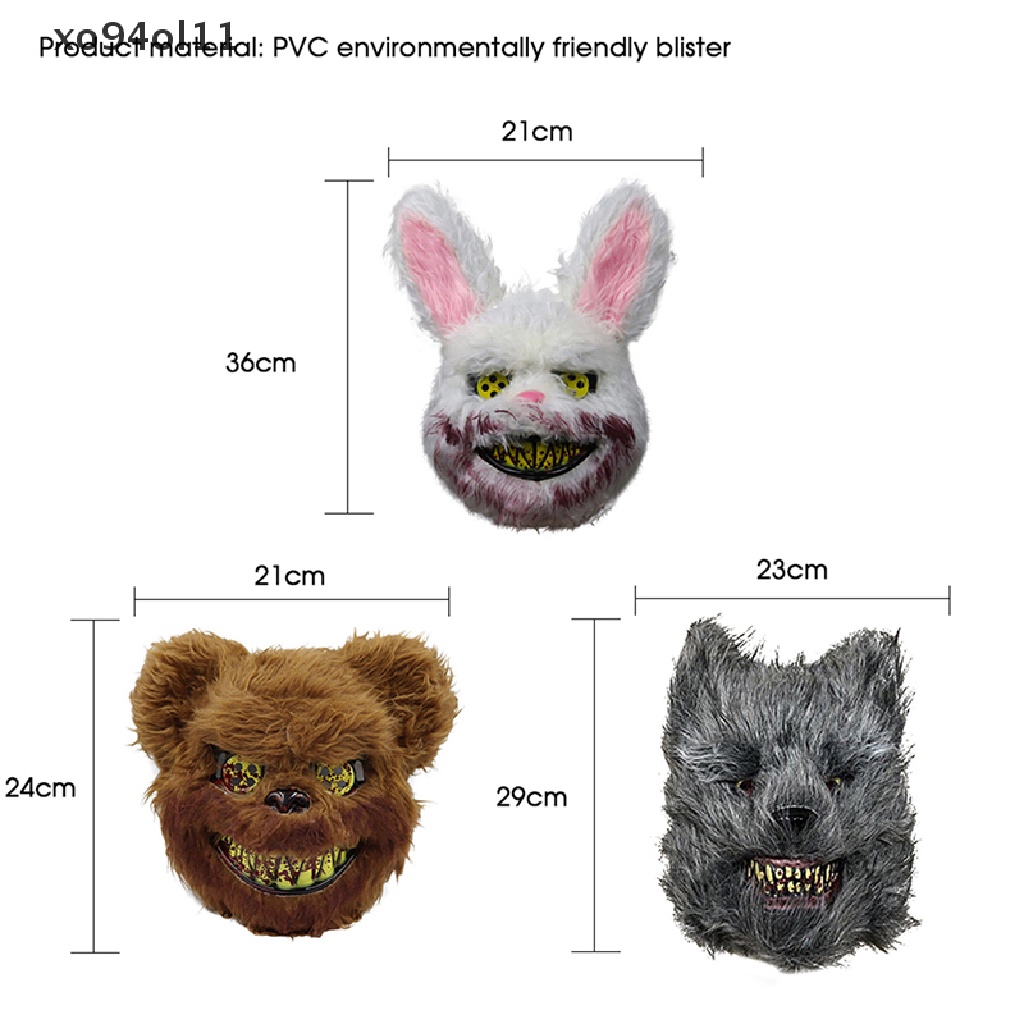 Xo Topeng Halloween Bloody Killer Rabbit Mask Teddy Bear Topeng Horror Cosplay Mewah OL